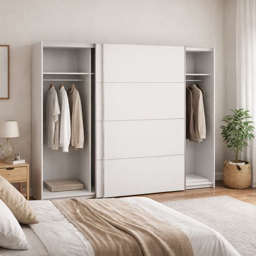 Guardaroba in legno bianco 242x201h cm - Acerno