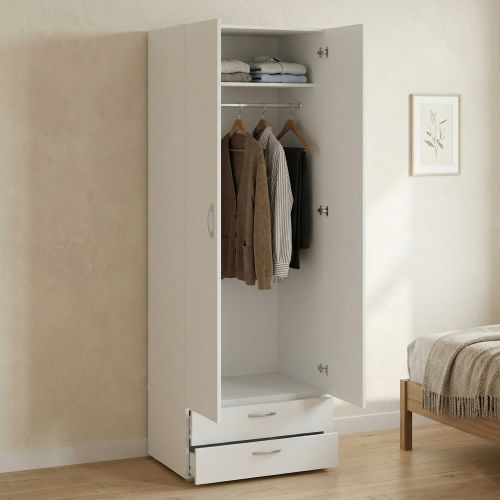 Guardaroba in legno bianco 74x214h cm - Buriasco