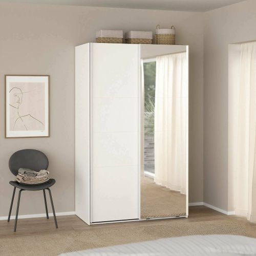 Guardaroba in legno bianco e trasparente 118x200h cm - Teheran