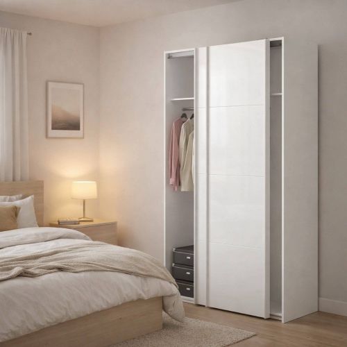 Guardaroba in legno bianco lucido 122x220h cm - Adria