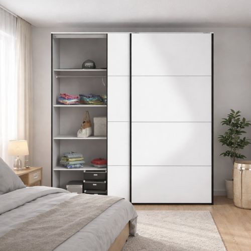 Guardaroba in legno nero e bianco lucido 182x220h cm - Paeng