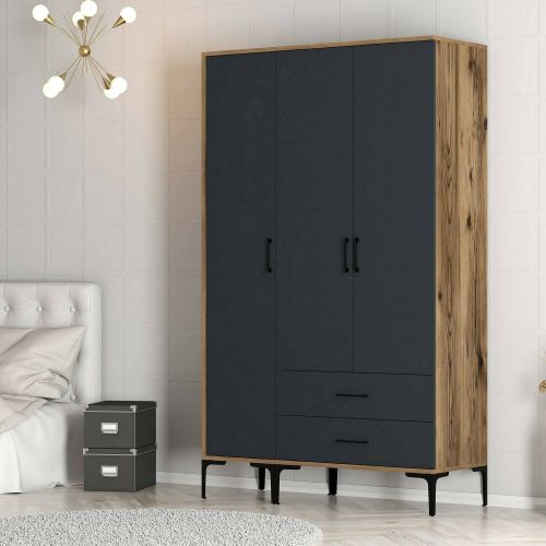Guardaroba in legno noce e antracite 120x200h cm - Phyan