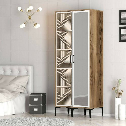 Guardaroba in legno noce e bianco 80x200h cm - Ramallah