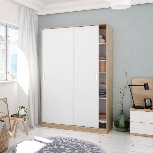Guardaroba moderno rovere e bianco 120x200h cm - Adrenalin