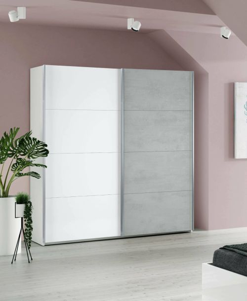 Guardaroba salvaspazio bianco e cemento 150x200h cm - Opi