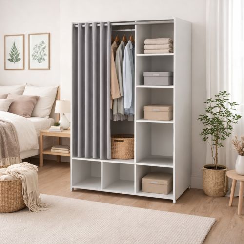 Guardaroba salvaspazio bianco e grigio 105x180h cm - Jal