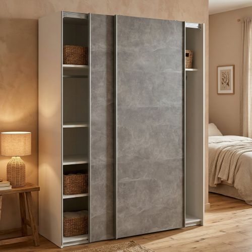 Guardaroba salvaspazio bianco e grigio 150x200h cm - Maurice