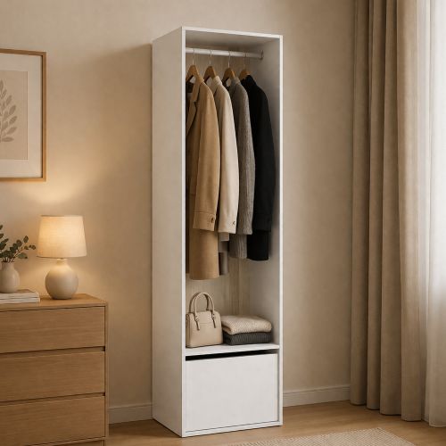 Guardaroba salvaspazio bianco e rovere 60x205h cm - Islamabad