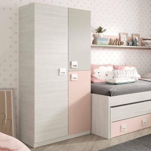 Guardaroba salvaspazio grigio e rosa 90x200h cm - Aronia