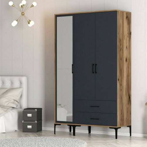 Guardaroba salvaspazio noce e antracite 120x200h cm - Petroleuse