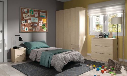 Guardaroba Warren, Armadio per camera da letto a 3 ante e 3 cassetti, Mobile con 3 ripiani e barra appendiabiti, 121x52h180 cm, Rovere