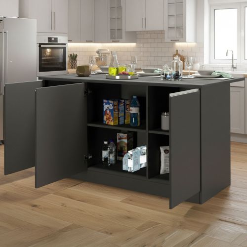 Isola cucina minimal con ante 155x90x90h cm antracite e ardesia - Tartaro
