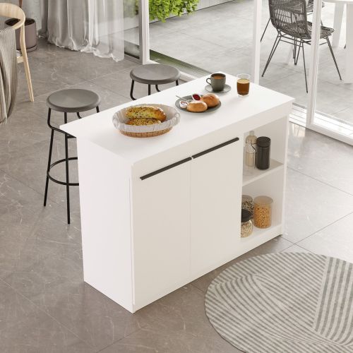 Isola da Cucina Bianco 2 Ripiani 2 Ante 120x60x88h cm, 4 Vani - Corsico