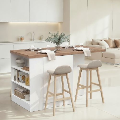 Isola da Cucina Bianco Lucido Marrone Noce un Ripiano 2 Vani 160x80x90h cm, Un'anta Made in Italy - Migabato