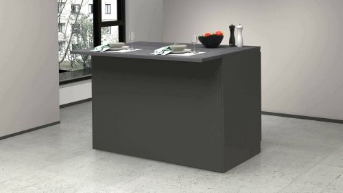 Isola da cucina Emmanuel, Tavolo ausiliario portaoggetti, Mobile da cucina a 2 ante, 100% Made in Italy, 125x90h90 cm, Antracite e Ardesia