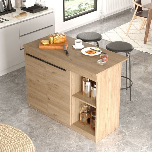 Isola da Cucina Marrone Rovere 2 Ripiani 4 Vani 120x60x88h cm, 2 Ante - Corsico