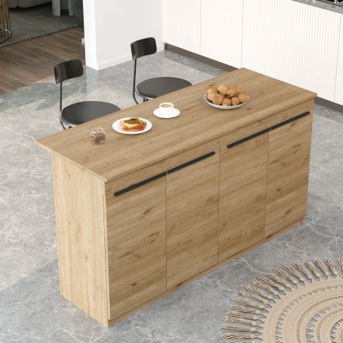 Isola da Cucina Marrone Rovere 2 Ripiani 4 Vani 160x60x90h cm, 4 Ante - Fossalto