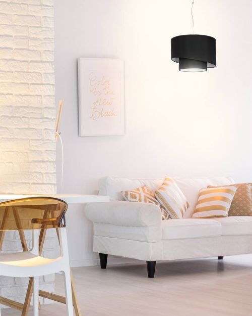 Lampada a Sospensione Nero Materiale Struttura in Tessuto,