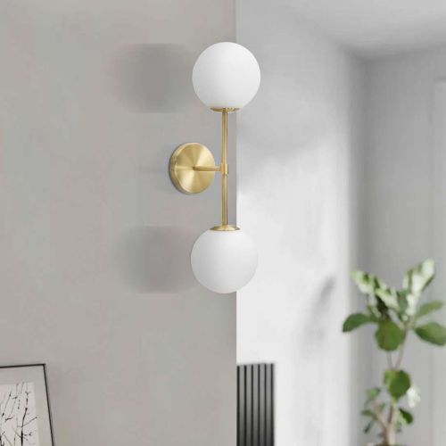 Lampada da Parete oro Bianco Necessarie 2 Lampadine Attacco e14, Indoor - Taroud