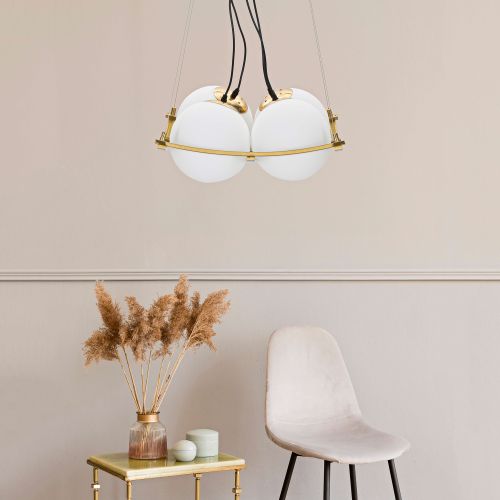 Lampada da Soffitto oro Bianco Necessarie 4 Lampadine Colore Struttura Bianco, Materiale Struttura in Vetro - Dariniti