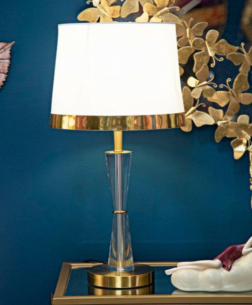 Lampada da tavolo Arriccio, 30x30 h56 cm, Bianco e Oro