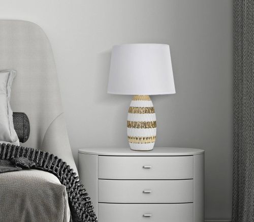 Lampada da tavolo Barr, 33x33 h50 cm, Bianco e Oro