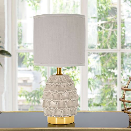 Lampada da Tavolo Beige oro Necessaria 1 Lampadina Attacco e14, Paralume - Talkee