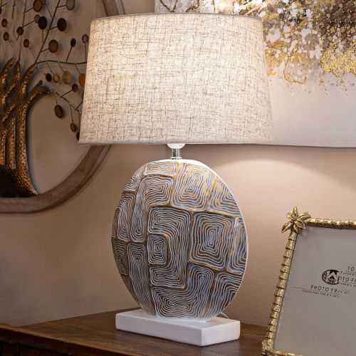 Lampada da Tavolo Beige oro Necessaria 1 Lampadina Attacco e27, Paralume - Fale