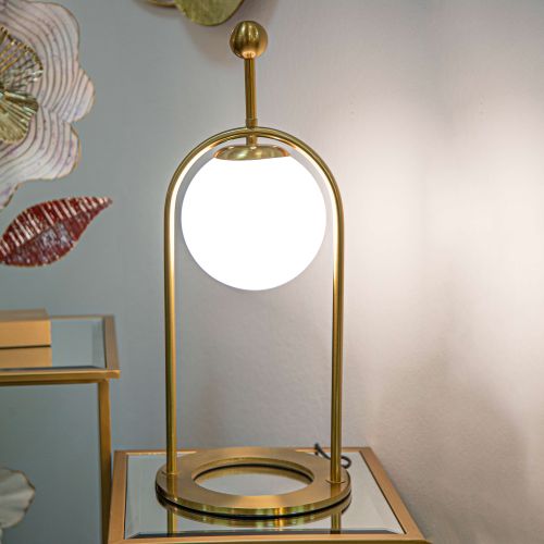 Lampada da Tavolo Bianco Opaco oro Necessaria 1 Lampadina Attacco e14, Interruttore Manuale - Andong