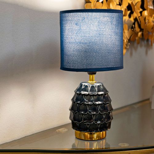 Lampada da Tavolo blu oro Necessaria 1 Lampadina Attacco e14, Paralume - Talkee