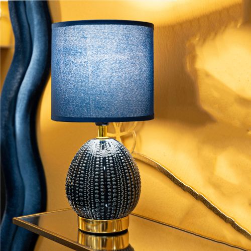 Lampada da Tavolo blu oro Necessaria 1 Lampadina Attacco e14, Paralume - Yakuta