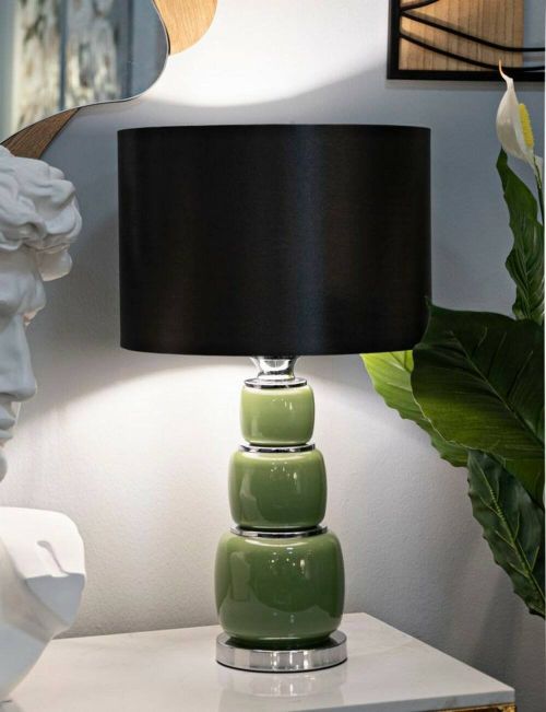 Lampada da tavolo Castino, 33x33 h57 cm, Bianco e Grigio