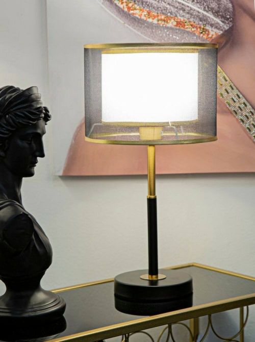 Lampada da tavolo Chiaroscuro, 25x25 h48 cm, Nero e Oro