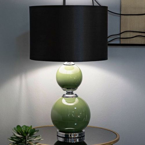 Lampada da tavolo Falletto, 38x38 h65 cm, Verde e Grigio