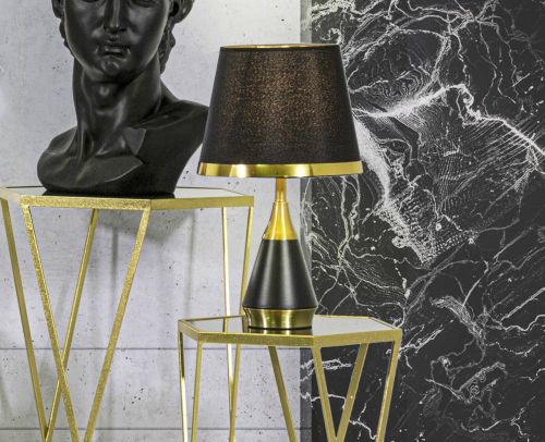 Lampada da tavolo Grattage, 28x28 h50 cm, Nero e Oro