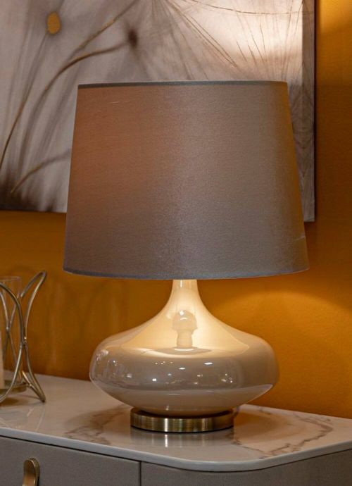 Lampada da tavolo Greci, 35x35 h51 cm, Bianco perla