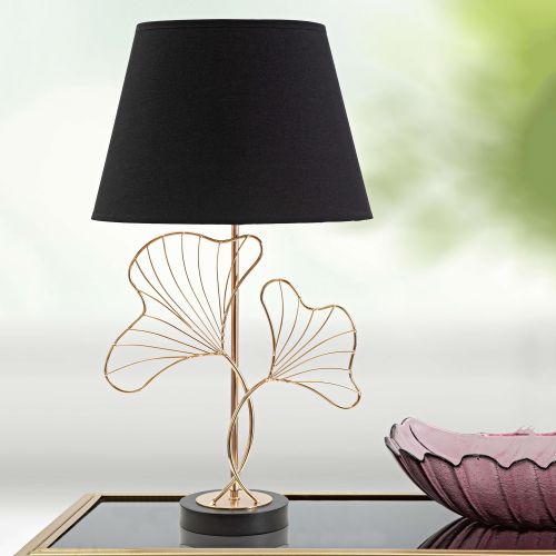 Lampada da Tavolo Nero oro Necessaria 1 Lampadina Attacco e27, Paralume - Hida