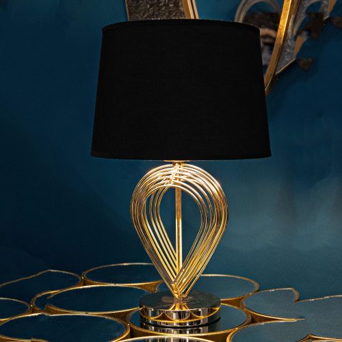 Lampada da Tavolo Nero oro Necessaria 1 Lampadina Attacco e27, Paralume - Nikko