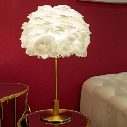 Lampada da Tavolo oro Bianco Necessaria 1 Lampadina Attacco e27, Paralume - Bala