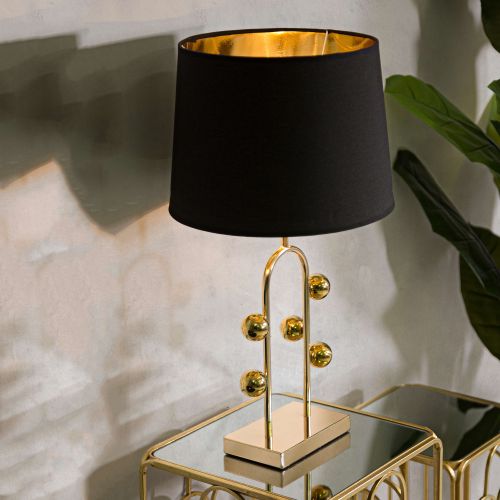 Lampada da Tavolo oro Nero Necessaria 1 Lampadina Attacco e27, Paralume - Babarora