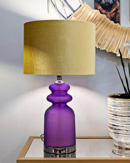 Lampada da tavolo Pescaia, 33x33 h58 cm, Viola e Oro