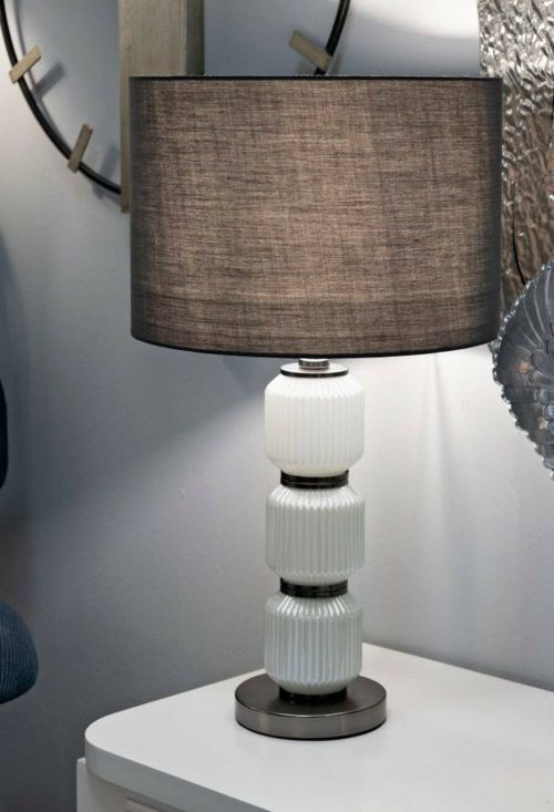 Lampada da tavolo Presolana, 33x33 h57 cm, Bianco e Grigio