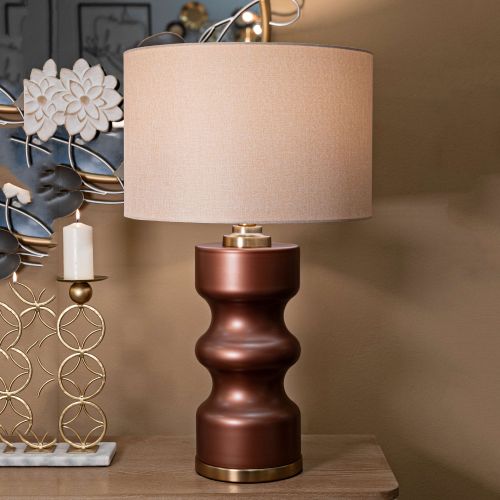 Lampada da Tavolo Rosa Marrone Necessaria 1 Lampadina Attacco e27, Paralume - Dabame