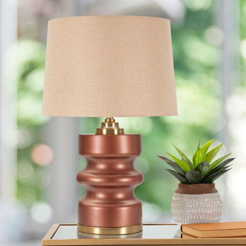 Lampada da Tavolo Rosa Marrone Necessaria 1 Lampadina Attacco e27, Paralume - Toberm