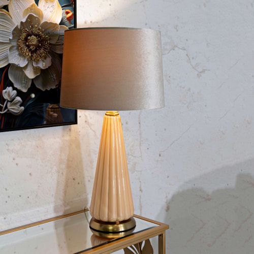 Lampada da Tavolo Rosa Perlato Bronzo Perlato Necessaria 1 Lampadina Paralume, Attacco e27 - Portre
