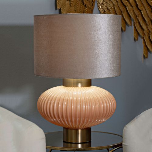 Lampada da Tavolo Rosa Perlato Rosa Salmone Necessaria 1 Lampadina Paralume, Attacco e27 - Fanoti