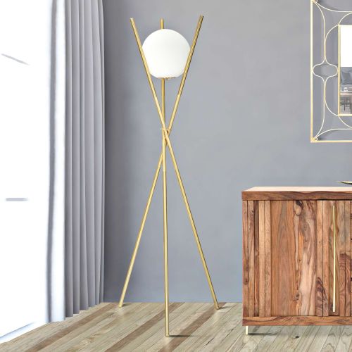 Lampada da Terra Bianco oro Necessaria 1 Lampadina Attacco e27, Interruttore Pedaliera - Douz