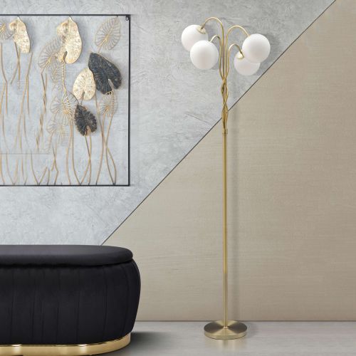 Lampada da Terra Bianco oro Necessarie 4 Lampadine Attacco e14, Interruttore Pedaliera - Famani