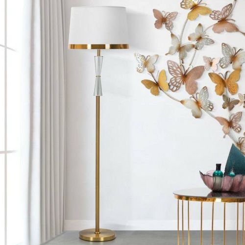 Lampada da terra Craquelure, 40x40 h153 cm, Bianco e Oro