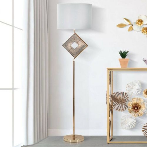 Lampada da terra Inchiostro, 40x40 h161 cm, Bianco e Oro